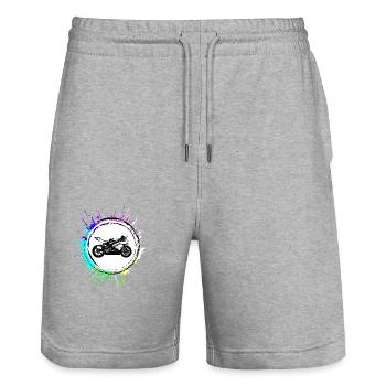 Icône de moto - Short de jogging bio TRAINER Stanley/Stella unisexe - gris chiné - Devant - Nik (191cm) & Marisol (170cm)