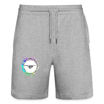 Billiards symbol icon - Stanley/Stella Trainer Unisex Organic Jogging Shorts - heather grey - Front - Nik (191cm) & Marisol (170cm)