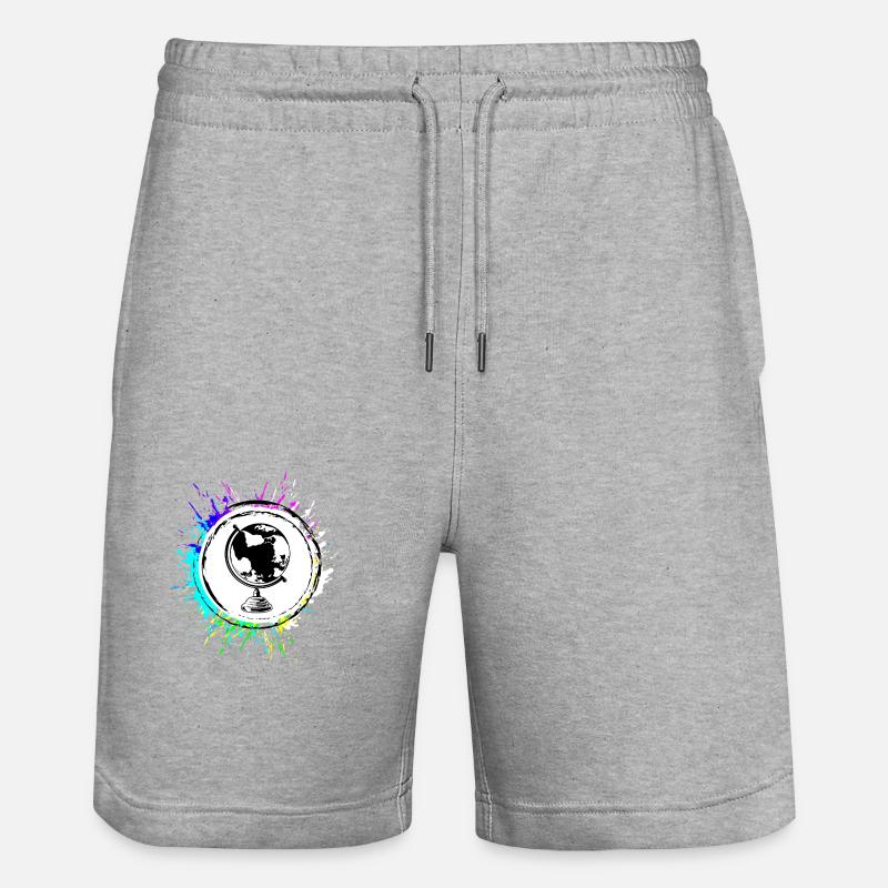 Voyage de symbole de globe - Short de jogging bio TRAINER Stanley/Stella unisexe - gris chiné