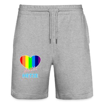Herz statt Hetze - Stanley/Stella Unisex Bio Joggingshorts Trainer  - Grau meliert - Vorne - Nik (191cm) & Marisol (170cm)