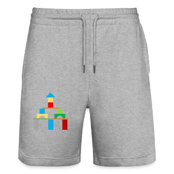 Bauklötze Haus Schloss - Stanley/Stella Unisex Bio Joggingshorts Trainer  - Grau meliert - Vorne - Nik (191cm) & Marisol (170cm)