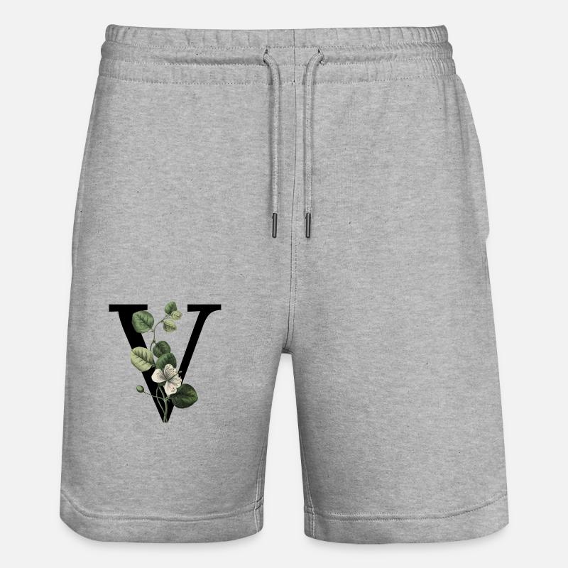 lettre v botanique vert - Short de jogging bio TRAINER Stanley/Stella unisexe - gris chiné