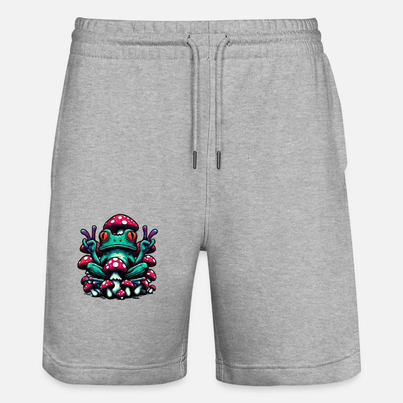 Frog with toadstool - Stanley/Stella Trainer Unisex Organic Jogging Shorts - heather grey