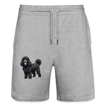 Pudel Hund Tier - Stanley/Stella Unisex Bio Joggingshorts Trainer  - Grau meliert - Vorne - Nik (191cm) & Marisol (170cm)