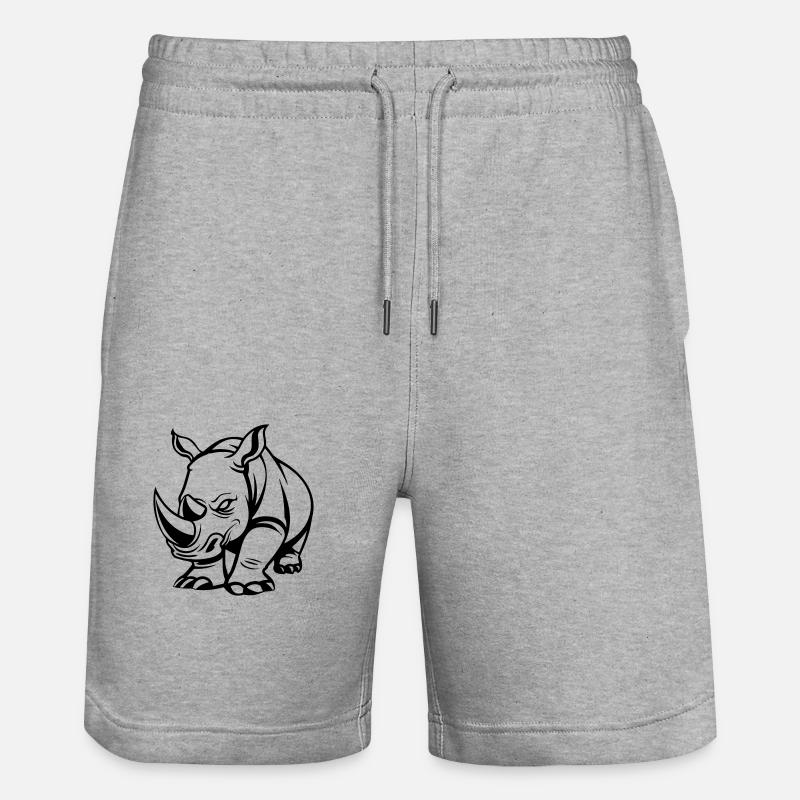 rhinoceros - Stanley/Stella Trainer Unisex Organic Jogging Shorts - heather grey