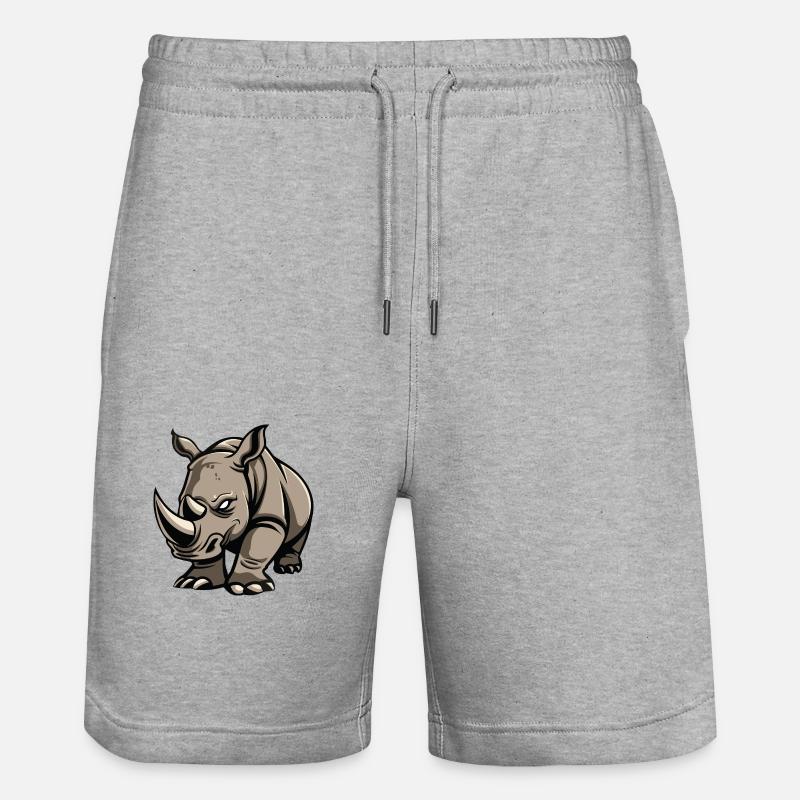 rhinoceros - Stanley/Stella Trainer Unisex Organic Jogging Shorts - heather grey