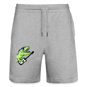 DJ Dino T-Rex Dinosaurier Gitarre Spielen Party - Stanley/Stella Unisex Bio Joggingshorts Trainer  - Grau meliert - Vorne - Nik (191cm) & Marisol (170cm)