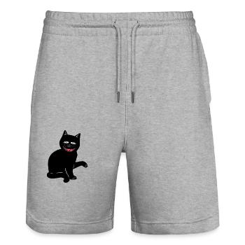 Halloween Cat Black Cat Creepy Horror - Stanley/Stella Trainer Unisex Organic Jogging Shorts - heather grey - Front - Nik (191cm) & Marisol (170cm)