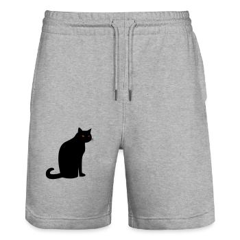 Chat noir effrayant Halloween - Short de jogging bio TRAINER Stanley/Stella unisexe - gris chiné - Devant - Nik (191cm) & Marisol (170cm)