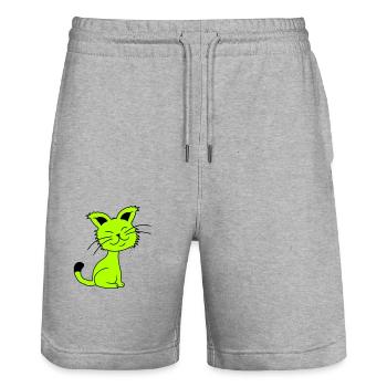 Pretty Cat Looking Happy Cheerful Smiling - Stanley/Stella Trainer Unisex Organic Jogging Shorts - heather grey - Front - Nik (191cm) & Marisol (170cm)
