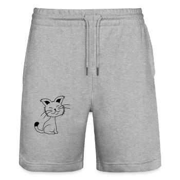 Pretty Cat Looking Happy Cheerful Smiling - Stanley/Stella Trainer Unisex Organic Jogging Shorts - heather grey - Front - Nik (191cm) & Marisol (170cm)