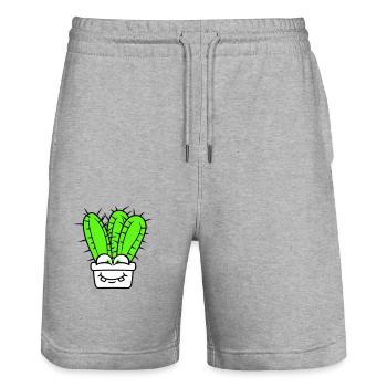 Cactus Cacti Face Prickly Funny Happy - Stanley/Stella Trainer Unisex Organic Jogging Shorts - heather grey - Front - Nik (191cm) & Marisol (170cm)