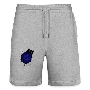 Stylo et papier D20 W20 Chat Nuit Étoiles Jeu de rôle - Short de jogging bio TRAINER Stanley/Stella unisexe - gris chiné - Devant - Nik (191cm) & Marisol (170cm)
