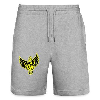 clef symbol grand piano - Stanley/Stella Trainer Unisex Organic Jogging Shorts - heather grey - Front - Nik (191cm) & Marisol (170cm)