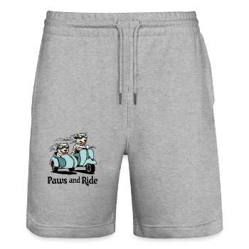Pattes et balade - Short de jogging bio TRAINER Stanley/Stella unisexe - gris chiné - Devant - Nik (191cm) & Marisol (170cm)