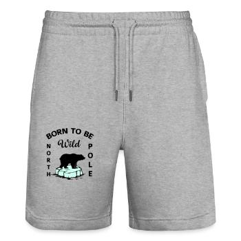 Polar Bear Wilderness Antarctica - Stanley/Stella Trainer Unisex Organic Jogging Shorts - heather grey - Front - Nik (191cm) & Marisol (170cm)