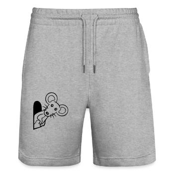 Maus Wand Loch Mauseloch Guckt Süß Lustig Comic - Stanley/Stella Unisex Bio Joggingshorts Trainer  - Grau meliert - Vorne - Nik (191cm) & Marisol (170cm)