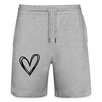 Herz - Stanley/Stella Unisex Bio Joggingshorts Trainer  - Grau meliert - Vorne - Nik (191cm) & Marisol (170cm)