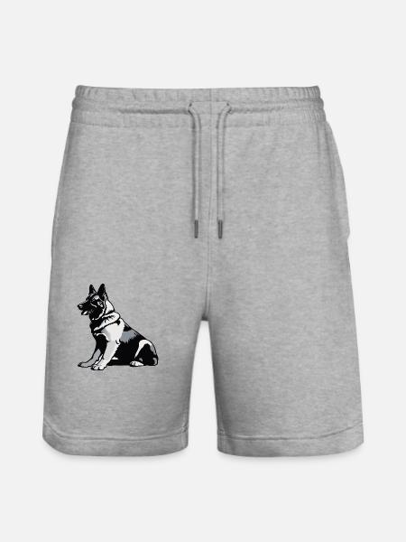 Sitting German Shepherd - Pet Sticker - Stanley/Stella Trainer Unisex Organic Jogging Shorts - heather grey