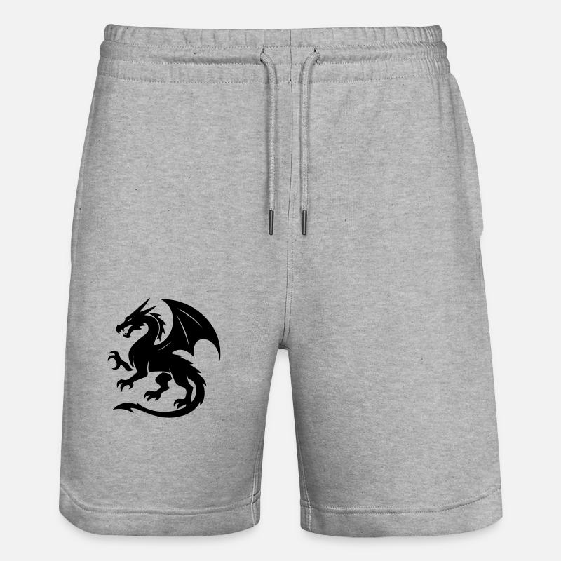 Drache (schwarz) - Stanley/Stella Unisex Bio Joggingshorts Trainer  - Grau meliert