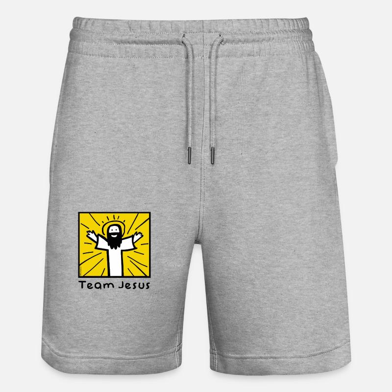 Team Jesus Doodle - Stanley/Stella Unisex Bio Joggingshorts Trainer  - Grau meliert