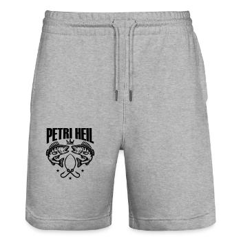 Petri Heil Fischen - Stanley/Stella Unisex Bio Joggingshorts Trainer  - Grau meliert - Vorne - Nik (191cm) & Marisol (170cm)