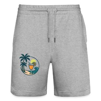 insel cocktail - Stanley/Stella Unisex Bio Joggingshorts Trainer  - Grau meliert - Vorne - Nik (191cm) & Marisol (170cm)