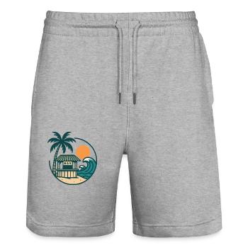 Bar de l’île de plage - Short de jogging bio TRAINER Stanley/Stella unisexe - gris chiné - Devant - Nik (191cm) & Marisol (170cm)