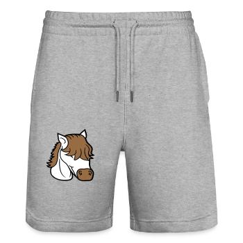 Pferd süß lange Bob Schnitt Haare Lächelt Niedlich - Stanley/Stella Unisex Bio Joggingshorts Trainer  - Grau meliert - Vorne - Nik (191cm) & Marisol (170cm)