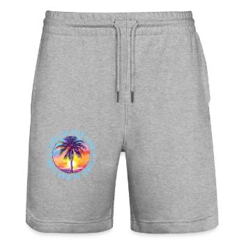 Lloret De Mar Tour Bunt - Stanley/Stella Unisex Bio Joggingshorts Trainer  - Grau meliert - Vorne - Nik (191cm) & Marisol (170cm)