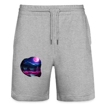 Vollmondnatur - Stanley/Stella Unisex Bio Joggingshorts Trainer  - Grau meliert - Vorne - Nik (191cm) & Marisol (170cm)