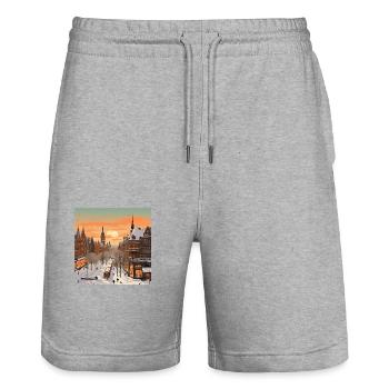 Schnee Winter Sonnenuntergang Weihnachten - Stanley/Stella Unisex Bio Joggingshorts Trainer  - Grau meliert - Vorne - Nik (191cm) & Marisol (170cm)