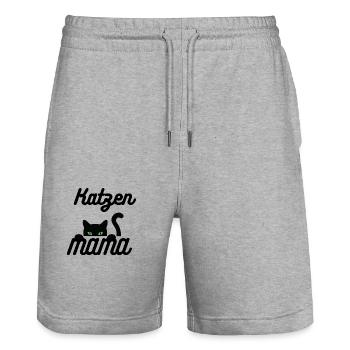 Katzen Mama - Stanley/Stella Unisex Bio Joggingshorts Trainer  - Grau meliert - Vorne - Nik (191cm) & Marisol (170cm)