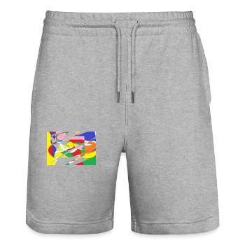 Modèle - Short de jogging bio TRAINER Stanley/Stella unisexe - gris chiné - Devant - Nik (191cm) & Marisol (170cm)
