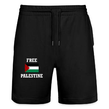 Palestine libre - Short de jogging bio TRAINER Stanley/Stella unisexe - noir - Devant - Nik (191cm) & Marisol (170cm)