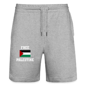 Palestine libre - Short de jogging bio TRAINER Stanley/Stella unisexe - gris chiné - Devant - Nik (191cm) & Marisol (170cm)