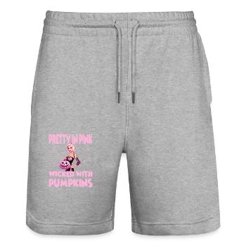 Pretty In Pink Wicked With Pumpkins für Frauen - Stanley/Stella Unisex Bio Joggingshorts Trainer  - Grau meliert - Vorne - Nik (191cm) & Marisol (170cm)