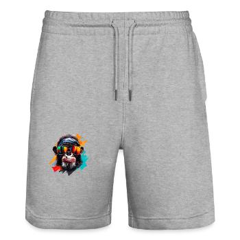 Streetart Affe Urban Rap Street Affe - Stanley/Stella Unisex Bio Joggingshorts Trainer  - Grau meliert - Vorne - Nik (191cm) & Marisol (170cm)