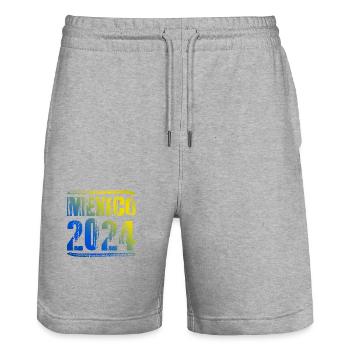Mexique 2024 Vacances colorées - Short de jogging bio TRAINER Stanley/Stella unisexe - gris chiné - Devant - Nik (191cm) & Marisol (170cm)