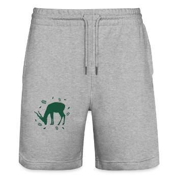 Deer - Forest, Nature, Animal Welfare - Stanley/Stella Trainer Unisex Organic Jogging Shorts - heather grey - Front - Nik (191cm) & Marisol (170cm)