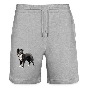 Border Collie Hund Tier - Stanley/Stella Unisex Bio Joggingshorts Trainer  - Grau meliert - Vorne - Nik (191cm) & Marisol (170cm)
