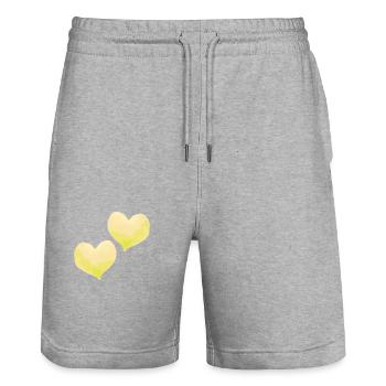 Coeurs Amour Dans Amour Mariage - Short de jogging bio TRAINER Stanley/Stella unisexe - gris chiné - Devant - Nik (191cm) & Marisol (170cm)