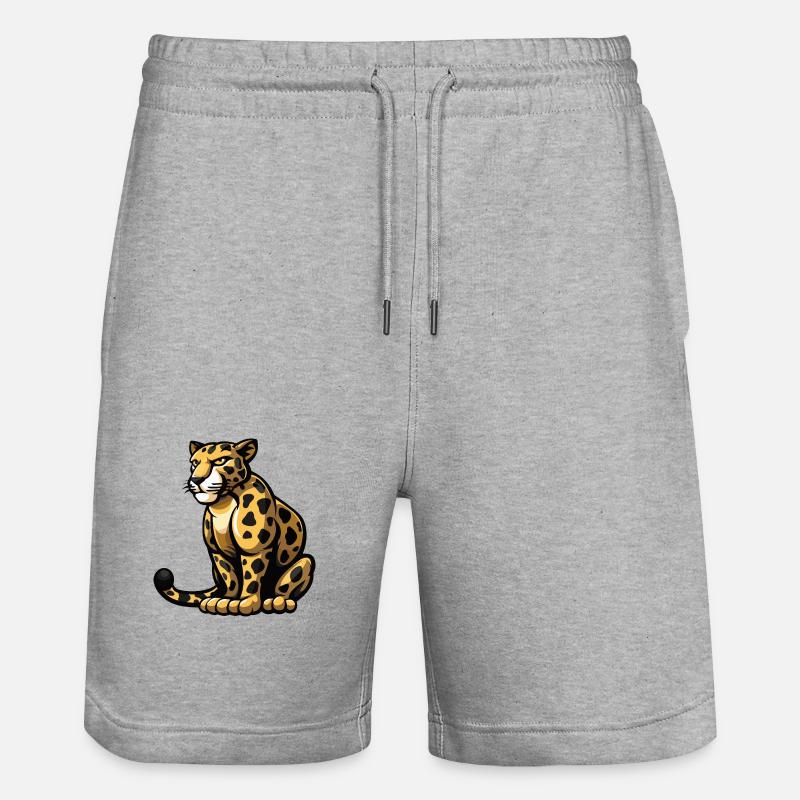 Leopard Comic - Stanley/Stella Unisex Bio Joggingshorts Trainer  - Grau meliert