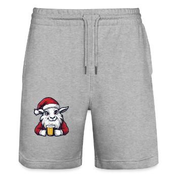 Chèvre de montagne Bière Noël Noël - Short de jogging bio TRAINER Stanley/Stella unisexe - gris chiné - Devant - Nik (191cm) & Marisol (170cm)