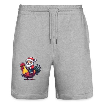 Hahn Weihnachtsmann - Stanley/Stella Unisex Bio Joggingshorts Trainer  - Grau meliert - Vorne - Nik (191cm) & Marisol (170cm)