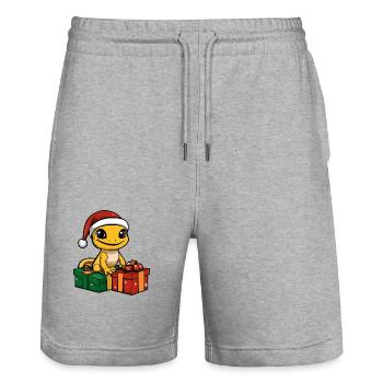 Lizard Gecko Christmas Gifts - Stanley/Stella Trainer Unisex Organic Jogging Shorts - heather grey - Front - Nik (191cm) & Marisol (170cm)