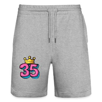 35 Zahl Krone - Stanley/Stella Unisex Bio Joggingshorts Trainer  - Grau meliert - Vorne - Nik (191cm) & Marisol (170cm)