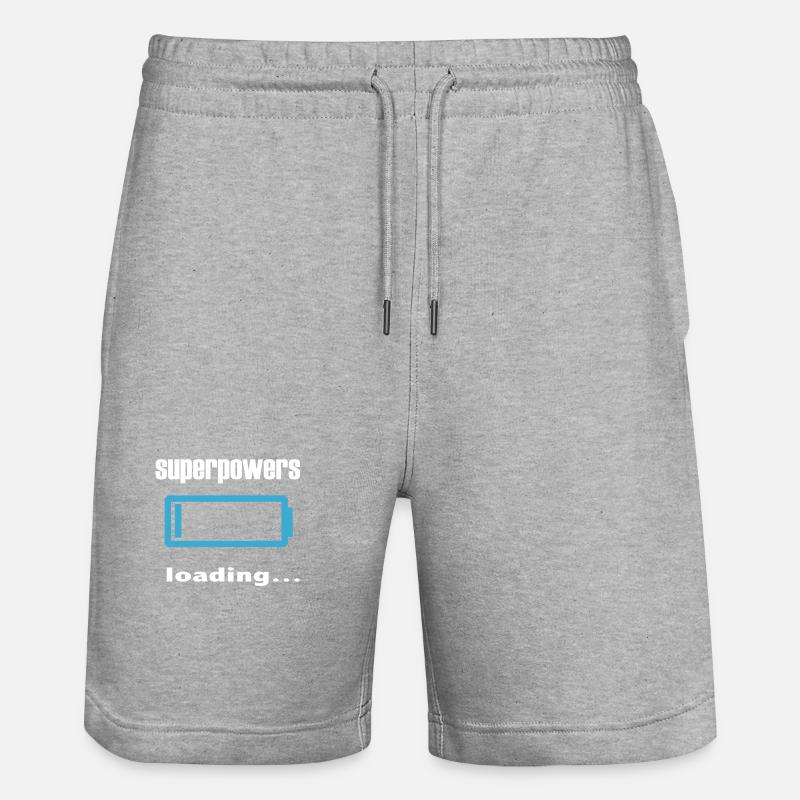superpowers loading... - Stanley/Stella Trainer Unisex Organic Jogging Shorts - heather grey