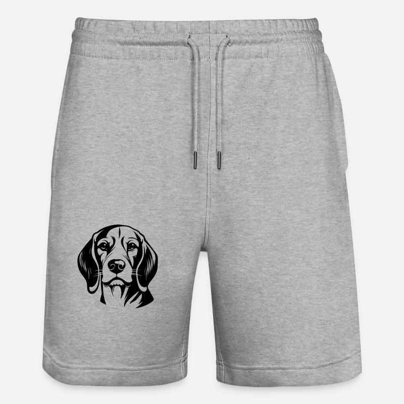 Tête de chien Beagle - Short de jogging bio TRAINER Stanley/Stella unisexe - gris chiné