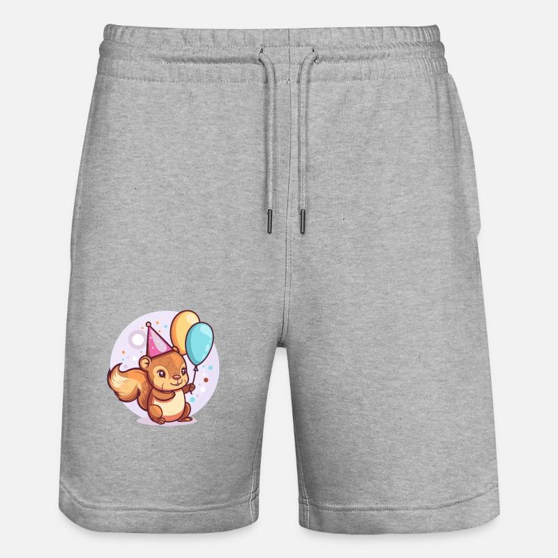 Squirrel Birthday Comic - Stanley/Stella Trainer Unisex Organic Jogging Shorts - heather grey